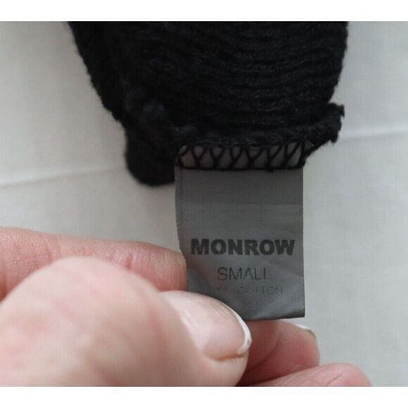 Monrow Women Sz S Black French Terry Tank Top & L/S Cropped Shirt 2-Pc Set - Picture 11 of 11